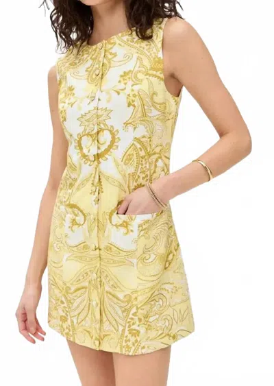 Hemant & Nandita Fiza Paisley Shift Tank Dress In Yellow