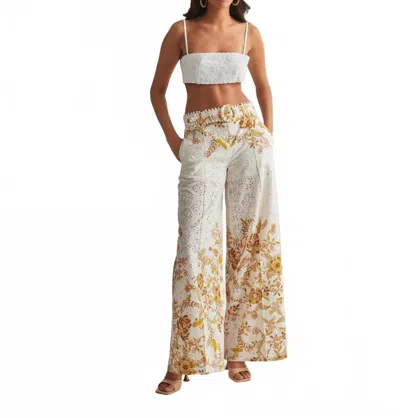 Hemant & Nandita Flared Pants With Buckle Belt In Off White In Neutral