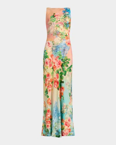 Hemant & Nandita Floral Column Maxi Dress In Multi