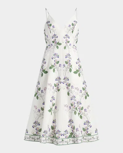 Hemant & Nandita Floral Linen-cotton A-line Midi Dress In Multi