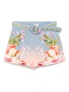 Hemant & Nandita Floral-print Belted Shorts In Multi