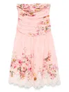 Hemant & Nandita Floral-print Lace-trimmed Dress In Pink