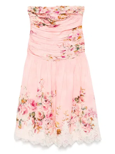 Hemant & Nandita Floral-print Lace-trimmed Dress