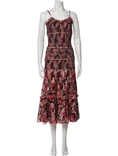 Pre-owned Hemant & Nandita Floral Print Long Dress In Multi
