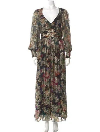 Pre-owned Hemant & Nandita Floral Print Long Dress In Multi