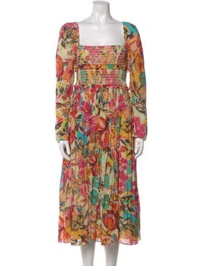 Pre-owned Hemant & Nandita Floral Print Long Dress In Multi