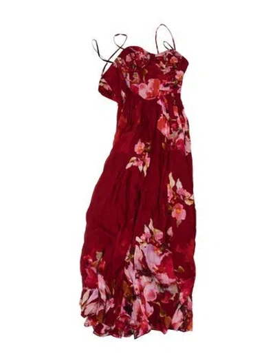 Pre-owned Hemant & Nandita Floral Print Long Dress In Red