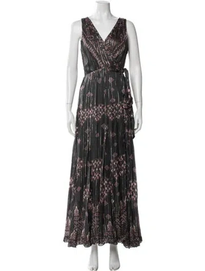 Pre-owned Hemant & Nandita Floral Print Long Dress W/ Tags In Black