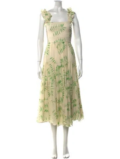 Pre-owned Hemant & Nandita Floral Print Midi Length Dress In Green