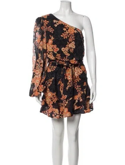 Pre-owned Hemant & Nandita Floral Print Mini Dress In Black