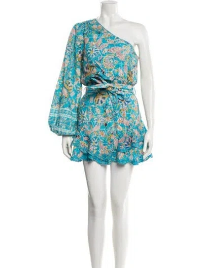 Pre-owned Hemant & Nandita Floral Print Mini Dress In Blue
