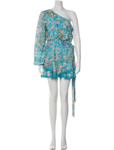 Pre-owned Hemant & Nandita Floral Print Mini Dress In Blue