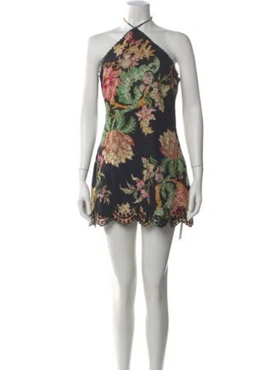 Pre-owned Hemant & Nandita Floral Print Mini Dress In Blue