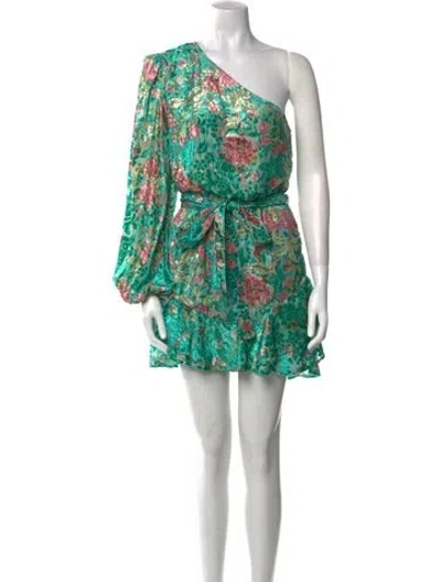 Pre-owned Hemant & Nandita Floral Print Mini Dress In Green