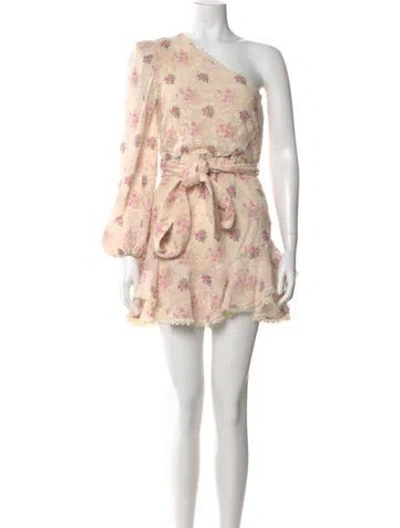 Pre-owned Hemant & Nandita Floral Print Mini Dress In Neutral