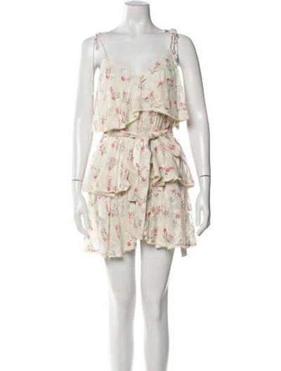 Pre-owned Hemant & Nandita Floral Print Mini Dress In Neutral