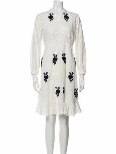 Pre-owned Hemant & Nandita Floral Print Mini Dress In Neutral