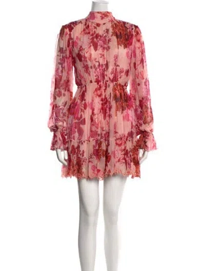 Pre-owned Hemant & Nandita Floral Print Mini Dress In Neutral