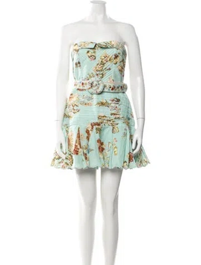 Pre-owned Hemant & Nandita Floral Print Mini Dress In Neutral