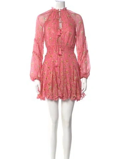 Pre-owned Hemant & Nandita Floral Print Mini Dress In Pink