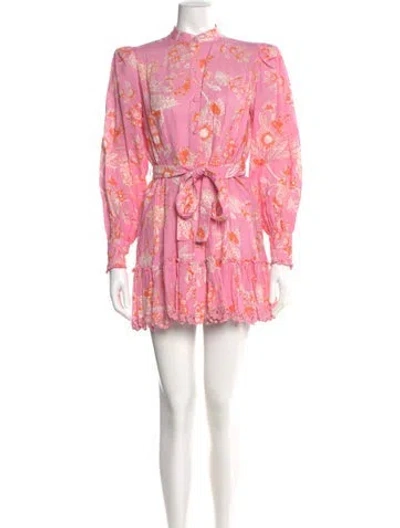 Pre-owned Hemant & Nandita Floral Print Mini Dress In Pink