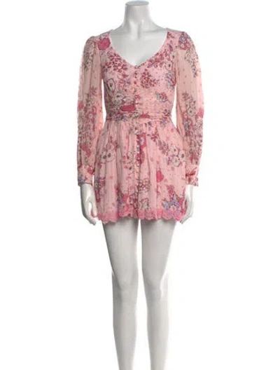 Pre-owned Hemant & Nandita Floral Print Mini Dress In Pink