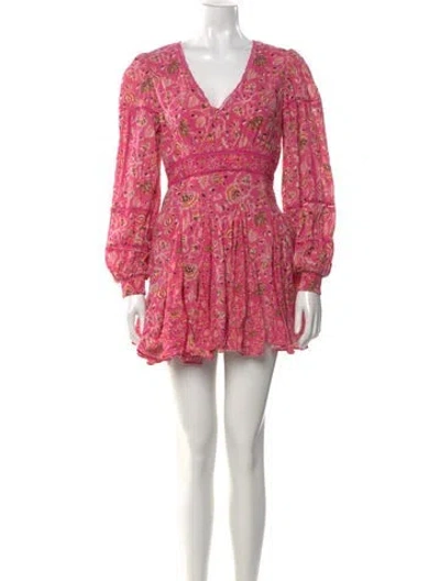 Pre-owned Hemant & Nandita Floral Print Mini Dress In Pink