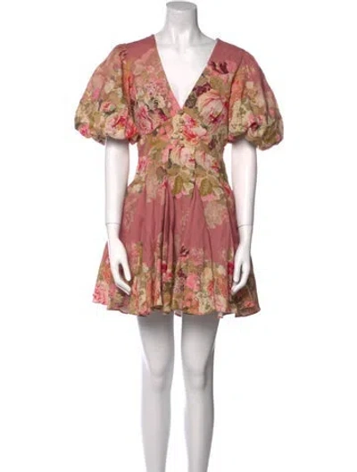 Pre-owned Hemant & Nandita Floral Print Mini Dress In Pink
