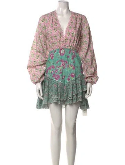 Pre-owned Hemant & Nandita Floral Print Mini Dress In Pink