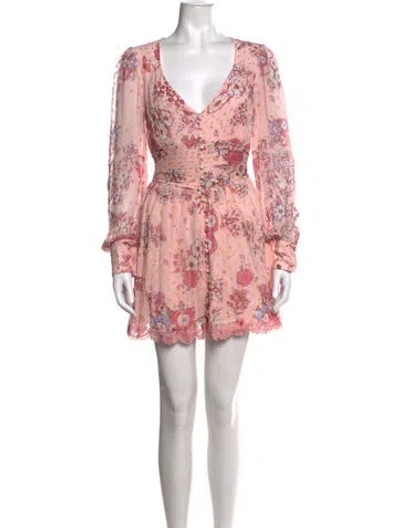 Pre-owned Hemant & Nandita Floral Print Mini Dress In Pink