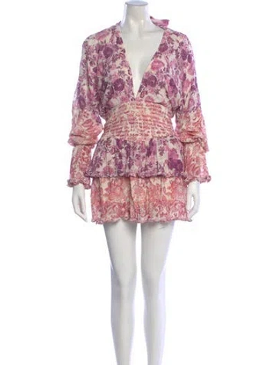 Pre-owned Hemant & Nandita Floral Print Mini Dress In Purple