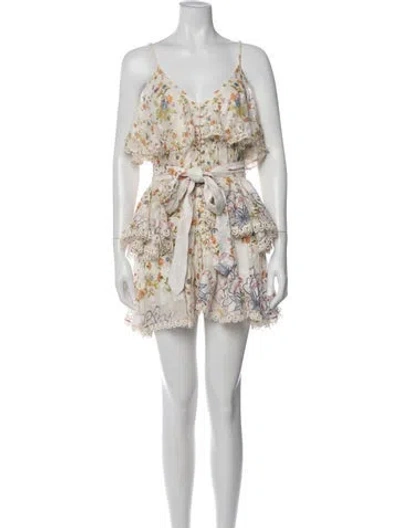 Pre-owned Hemant & Nandita Floral Print Mini Dress In White