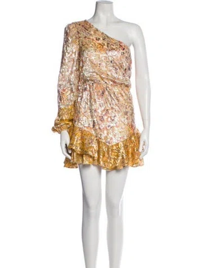Pre-owned Hemant & Nandita Floral Print Mini Dress In Yellow