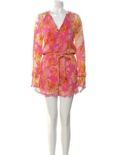 Pre-owned Hemant & Nandita Floral Print V-neck Romper In Multi