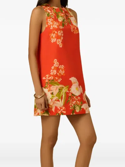 Hemant & Nandita Floral-print Shift Dress In Orange