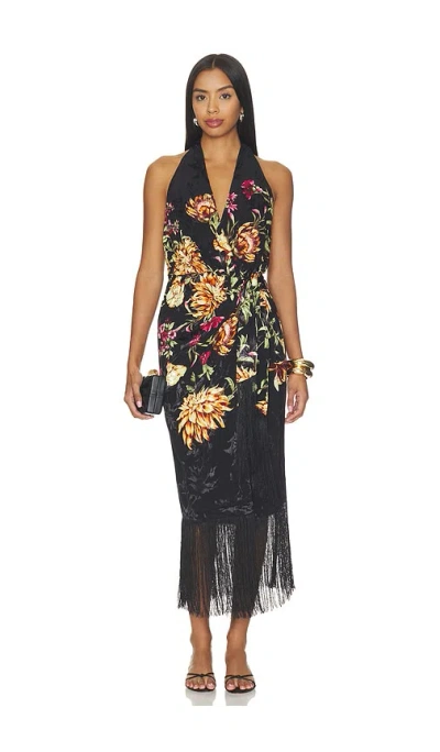Hemant & Nandita Front Draped Midi Dress In Black