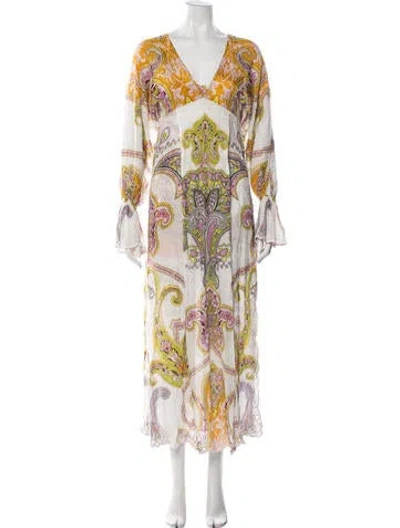 Pre-owned Hemant & Nandita Graphic Print Dress Set In White