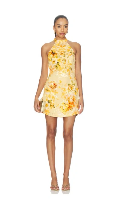 Hemant & Nandita Halter Mini Dress In Yellow