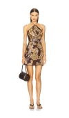 Hemant & Nandita Reem Halter Neck Mini Dress In Brown