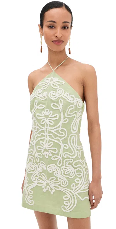 Hemant & Nandita Halter Neck Mini Dress Sage In Green