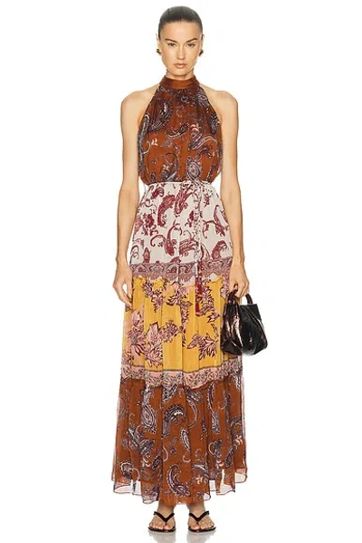 Hemant & Nandita Halter Neck Tiered Maxi Dress In Multi