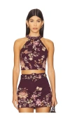 Hemant & Nandita Halter Neck Top In Burgundy