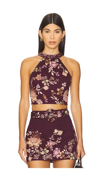 Hemant & Nandita Halter Neck Top In Burgundy