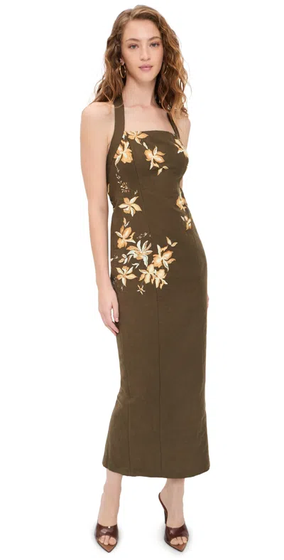Hemant & Nandita Halter Straps Ankle Length Dress Brown