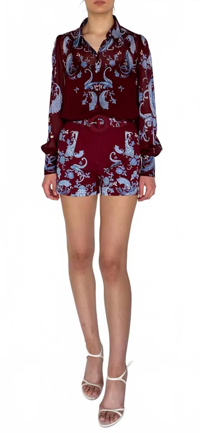 Hemant & Nandita Hiba Buckle Short In Merlot In Red