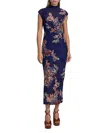 Hemant & Nandita High Neck Midi Dress In Midnight Blue In Blue