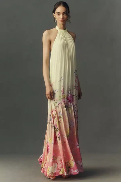Hemant & Nandita High-neck Low-back Maxi Dress In Multi