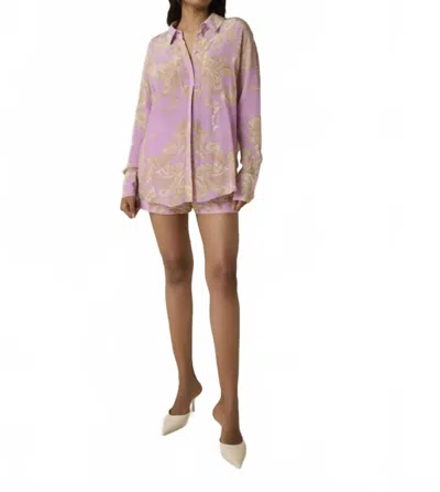 Hemant & Nandita Jiah Crepe Oversized Shirt In Lilac In Multi