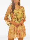 Hemant & Nandita Jolie Floral-print Ruffled Mini Dress In Yellow