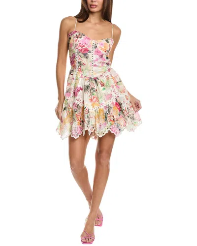 Hemant & Nandita Lace-trim Mini Dress In Neutral